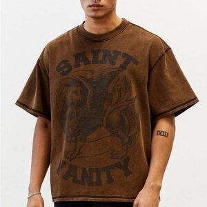 NEW SAINT VANITY Mens Tee T-Shirt Brown Size XL Griffin Graphic Short Sleeve